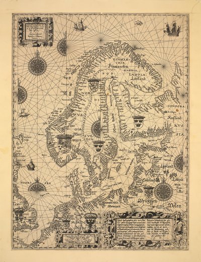 Mappa della Scandinavia e della Norvegia (Amsterdam 1610) da Cornelis Doedsz